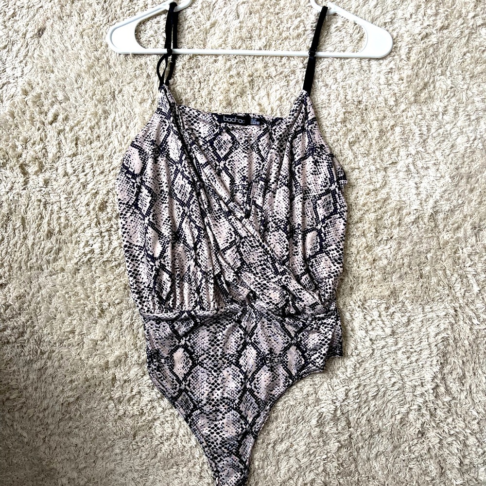 Snakeskin Slinky Material Wrap Bodysuit
